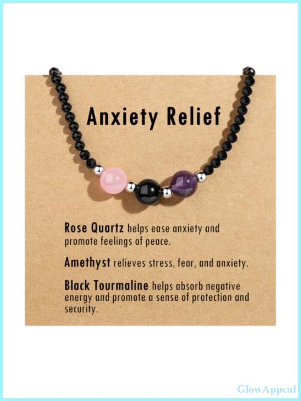 Healing Crystal Beaded Choker Necklace Amethyst Rose Quartz Adjustable